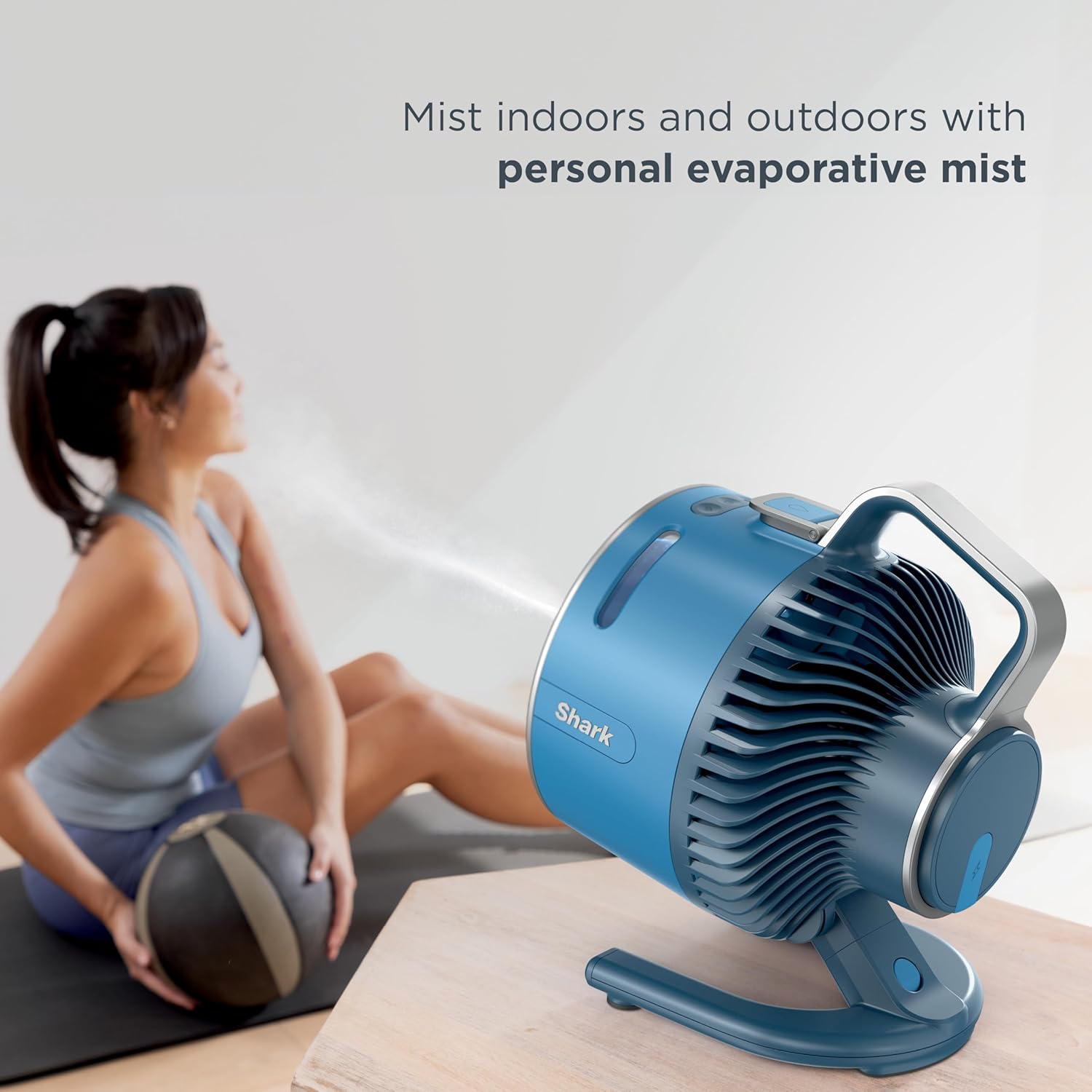 Shark FlexBreeze HydroGo Fan + Car Charger, ultra-powerful portable fan that mists indoors & outdoors, 5 speeds, evaporative misting