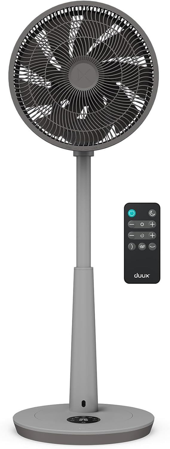 Duux Whisper 3 Standing Fan - 13dB, 26 Cooling Speeds, Height Adjustable Telescopic Stand, Multi-direction Oscillation, Quiet Fan For Bedroom with Night Mode