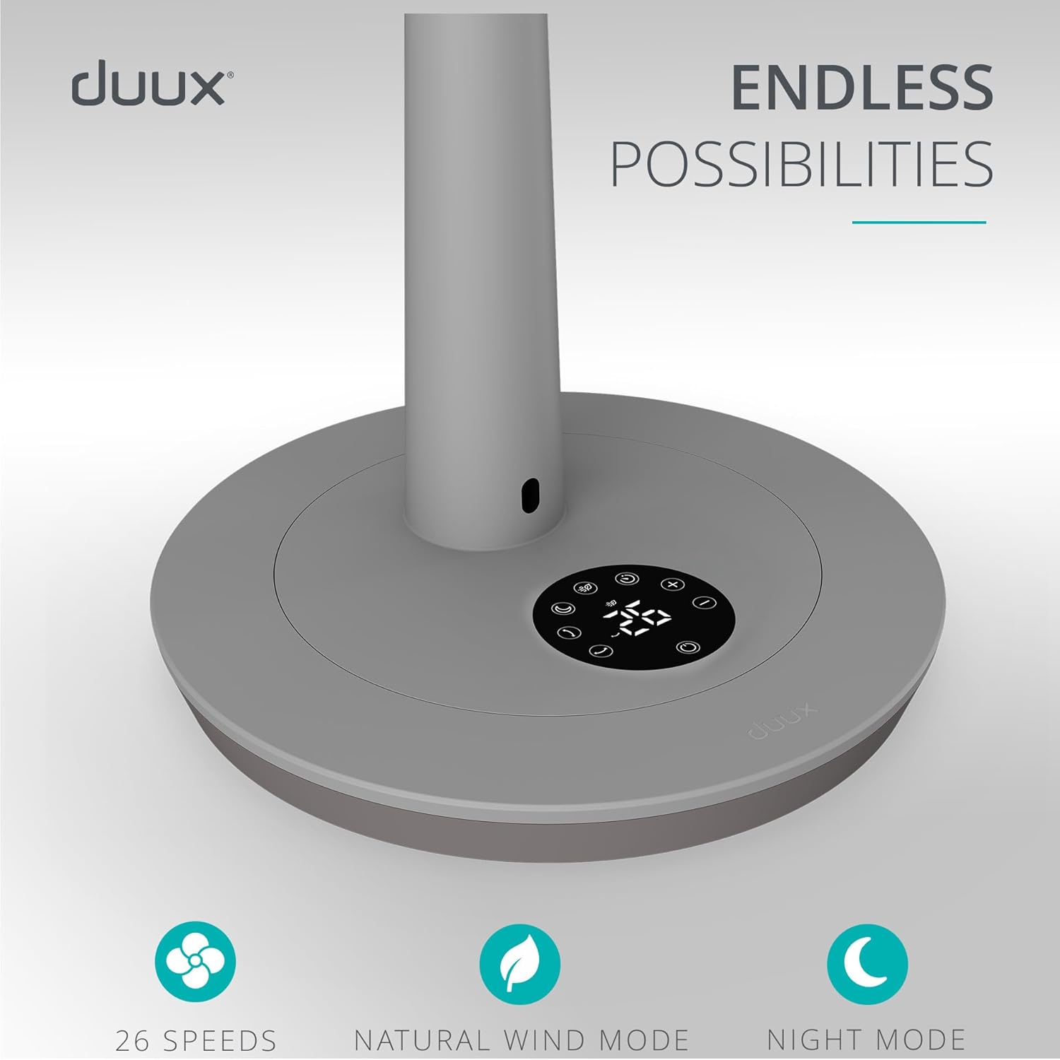 Duux Whisper 3 Standing Fan - 13dB, 26 Cooling Speeds, Height Adjustable Telescopic Stand, Multi-direction Oscillation, Quiet Fan For Bedroom with Night Mode