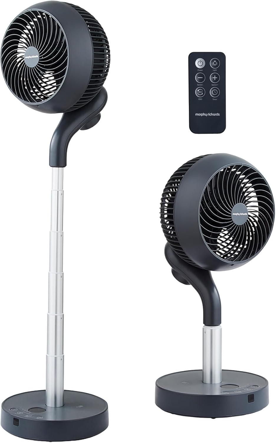 Morphy Richards Air Flex 8 inch Portable Air Circulator Fan, 360 Oscillation, Adjustable Height Desk & Stand Fan, Low Noise DC Motor, 8 Speeds