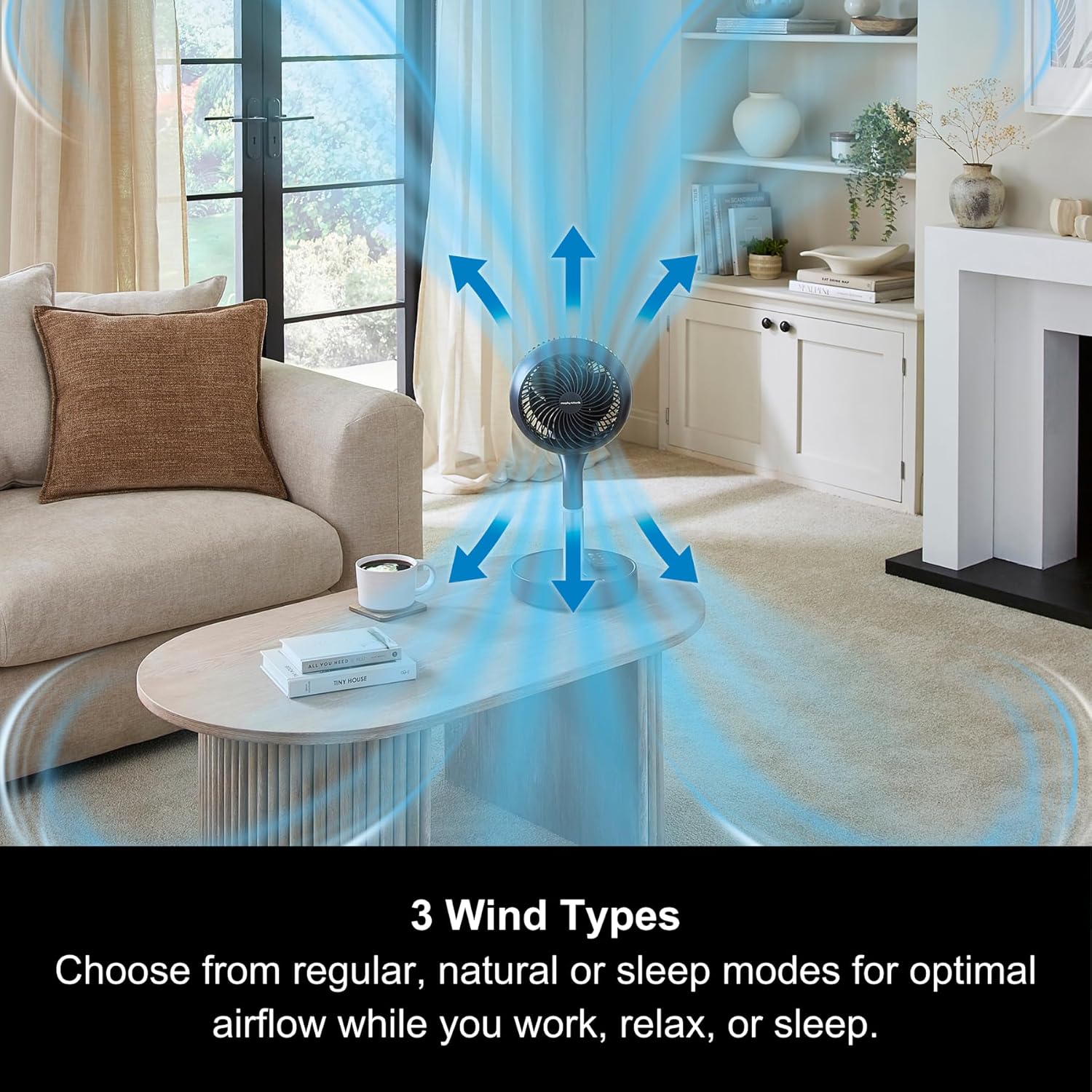 Morphy Richards Air Flex 8 inch Portable Air Circulator Fan, 360 Oscillation, Adjustable Height Desk & Stand Fan, Low Noise DC Motor, 8 Speeds