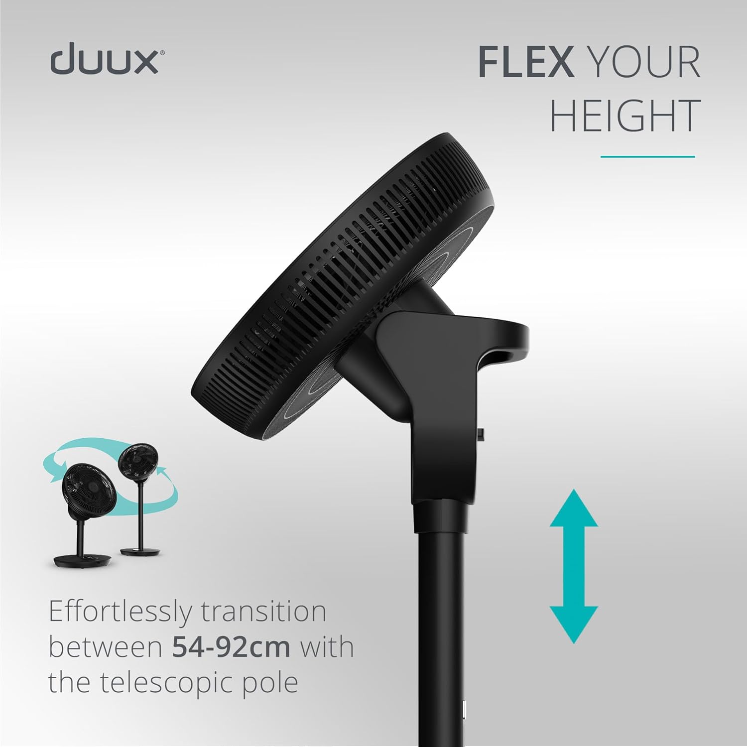 Duux Whisper Flex 2 Smart Fan, 13dB, Remote Control, Alexa & Smart App, 30 Cooling Speeds, Adjustable from Desk to Standing Fan, Up-Down Left-Right Oscillation