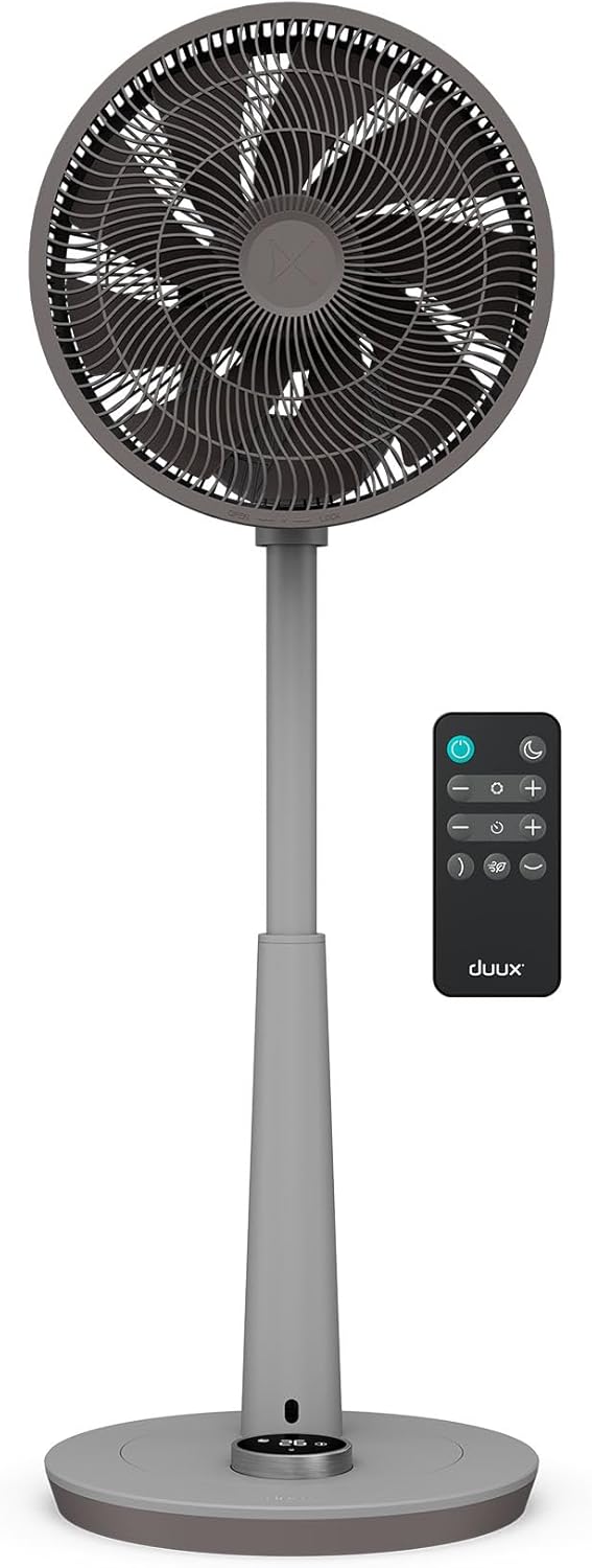 Duux Whisper 2 Standing Fan with Remote Control, 26 Cooling Speeds, Height Adjustable, Multi-direction Oscillation, Quiet Fan with Night Mode and Timer