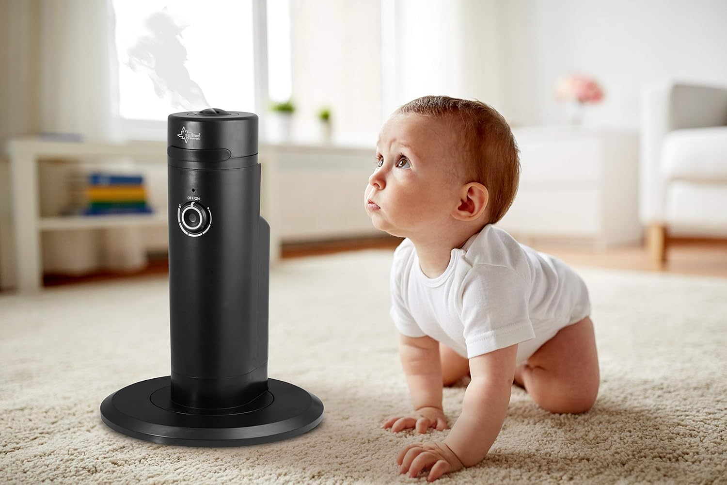 SUNTEC Fan with Water Cooling incl. Monsun Vario Remote Control | Water Mist Spray | Quiet Humidifier with Timer Function | Pedestal Fan | Perfect Room Humidifier for Bedroom, Office