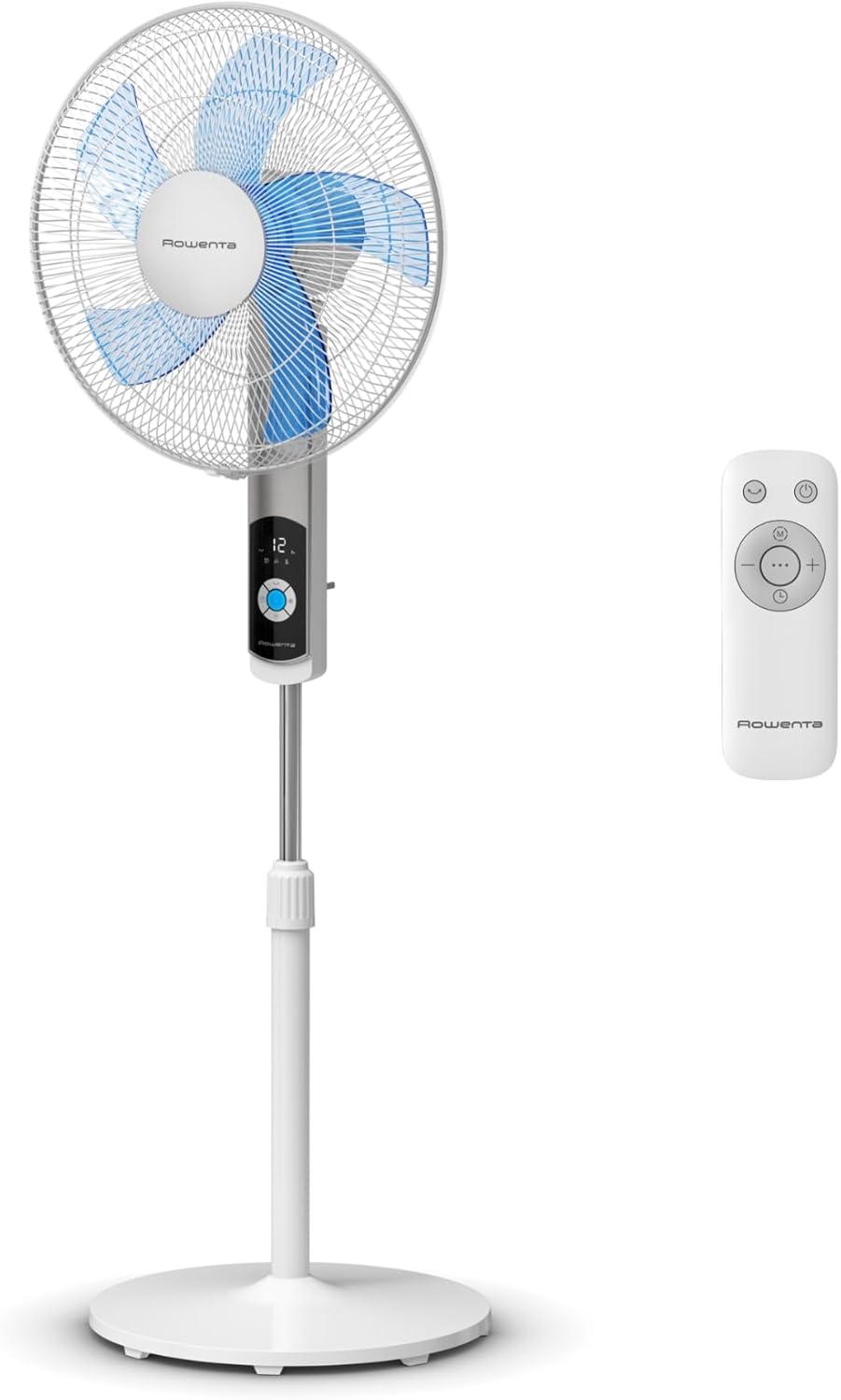 Rowenta Turbo Silence Pedestal Fan, 35 dB(A), Powerful Refreshment up to 7.2 m, 12 Speeds, 120° Oscillation, Remote Control, LED Display, 12-Hour Timer, VU5650F0