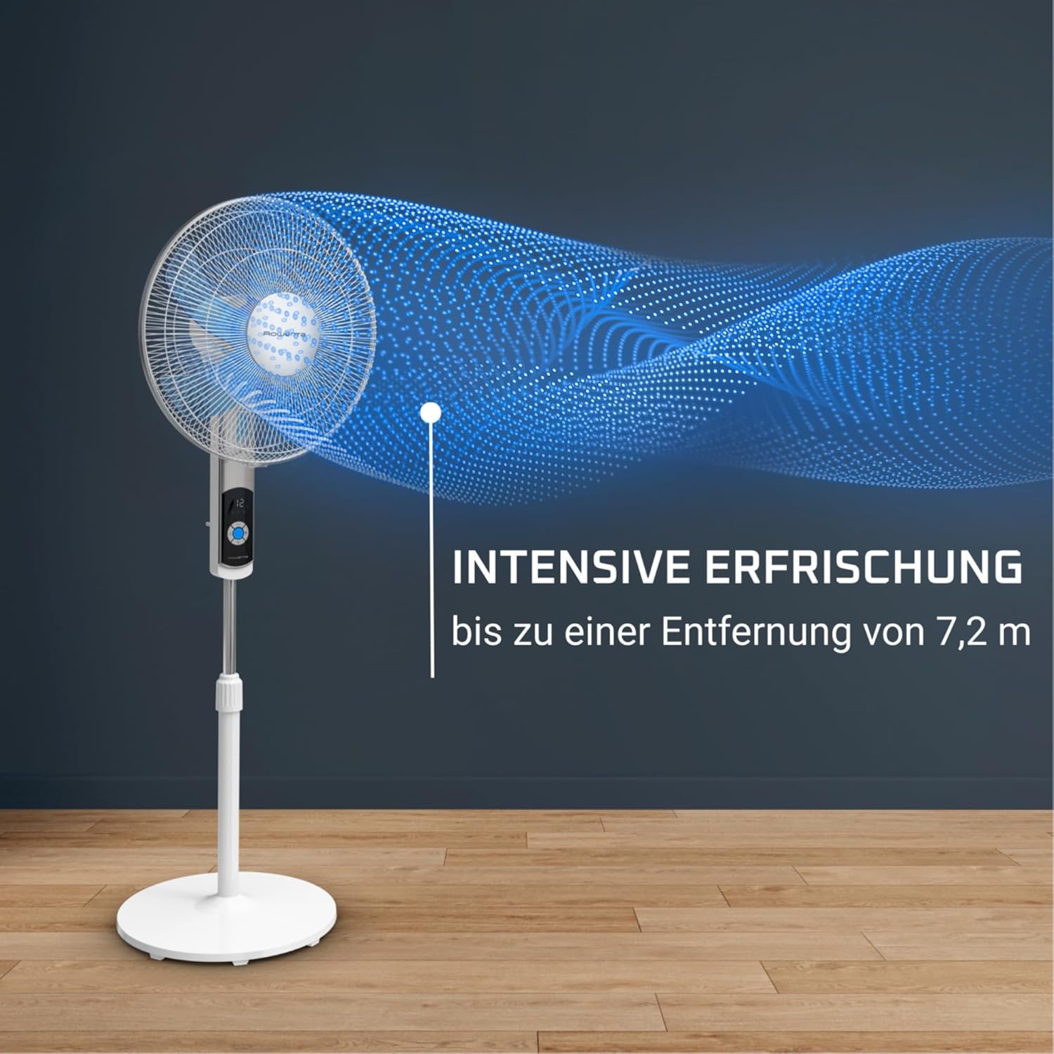 Rowenta Turbo Silence Pedestal Fan, 35 dB(A), Powerful Refreshment up to 7.2 m, 12 Speeds, 120° Oscillation, Remote Control, LED Display, 12-Hour Timer, VU5650F0