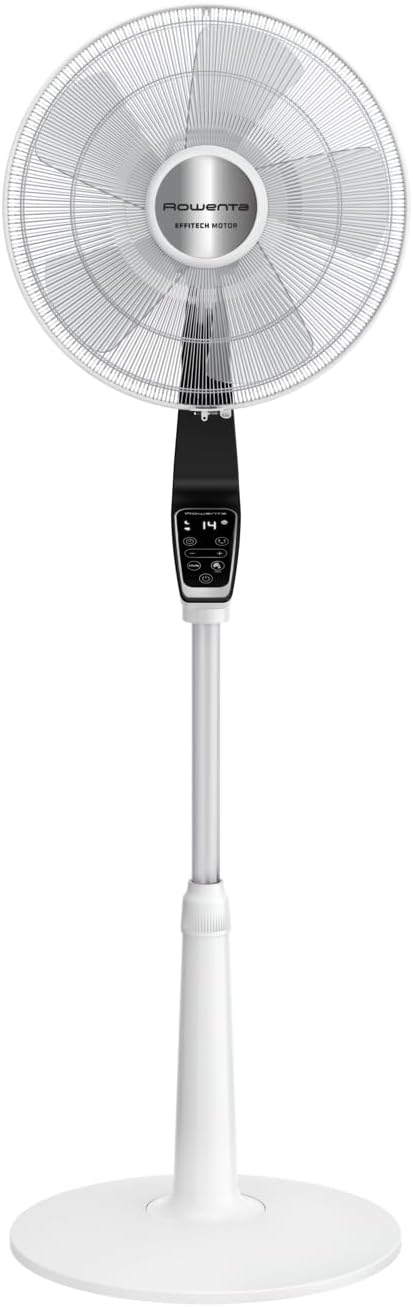 Rowenta Pedestal Fan Turbo Silence Extreme, 14 Speed Levels, 32 dB Silent Night Mode, Remote Control, Oscillation, Height-Adjustable, Air Circulation up to 8.2 m, White, VU5690F0