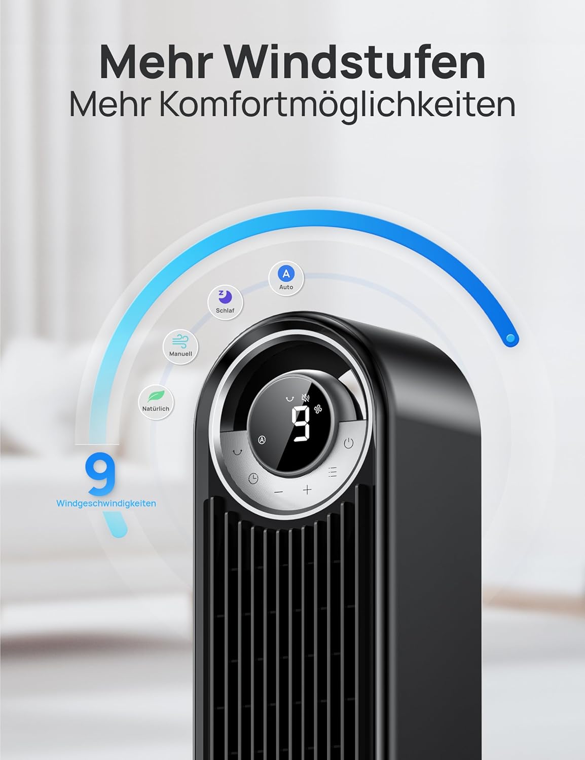 DREO 25 dB Quiet Smart Tower Fan, 106cm Height, 4 Modes, 9-Speed, Max 7.9 m/s, 12H Timer, 90° Oscillating Fan with Remote Control & Voice Control Cooling, Cruiser Pro T2S, Black