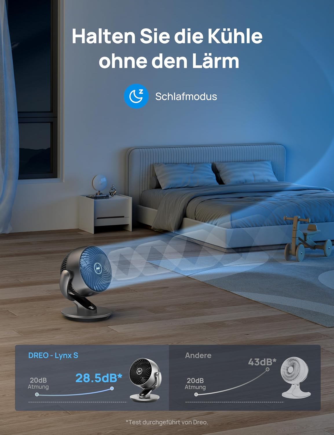 DREO 28dB Quiet Smart Table Fan for Bedroom Office, Fan with Remote Control Cooling, 21m Wind Distance, 4-Speed, 5 Modes, 12H Timer, 90° Auto 120° Manual Oscillating, Lynx S