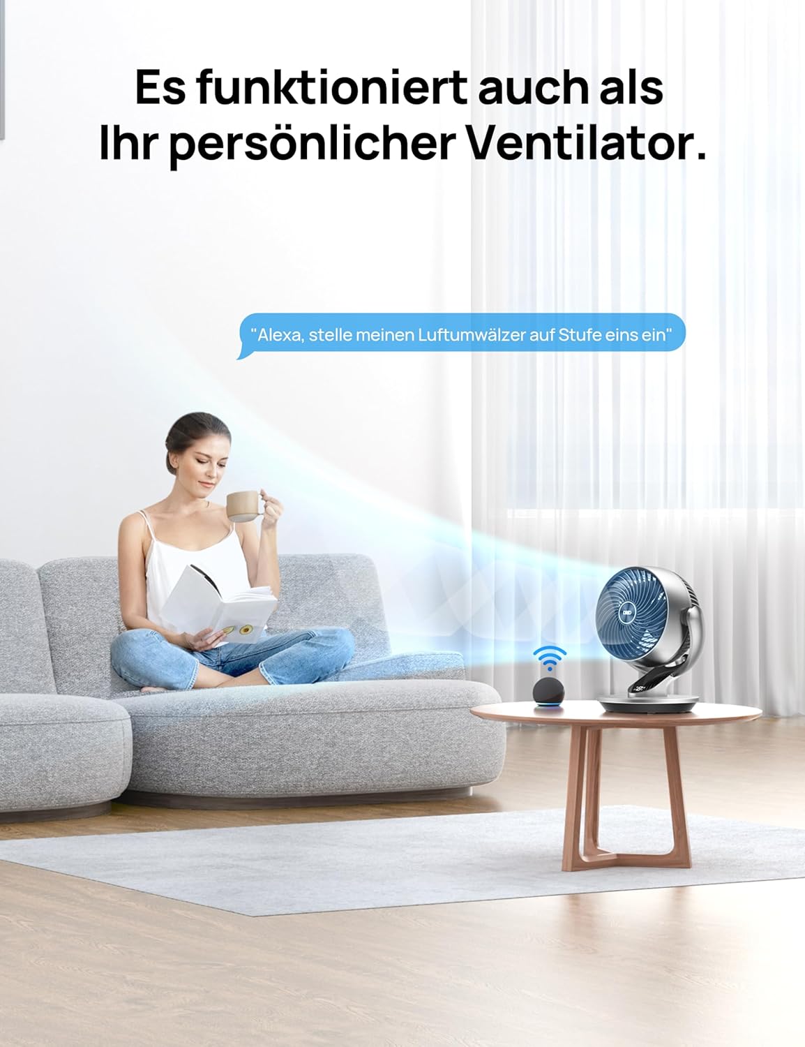 DREO 28dB Quiet Smart Table Fan for Bedroom Office, Fan with Remote Control Cooling, 21m Wind Distance, 4-Speed, 5 Modes, 12H Timer, 90° Auto 120° Manual Oscillating, Lynx S