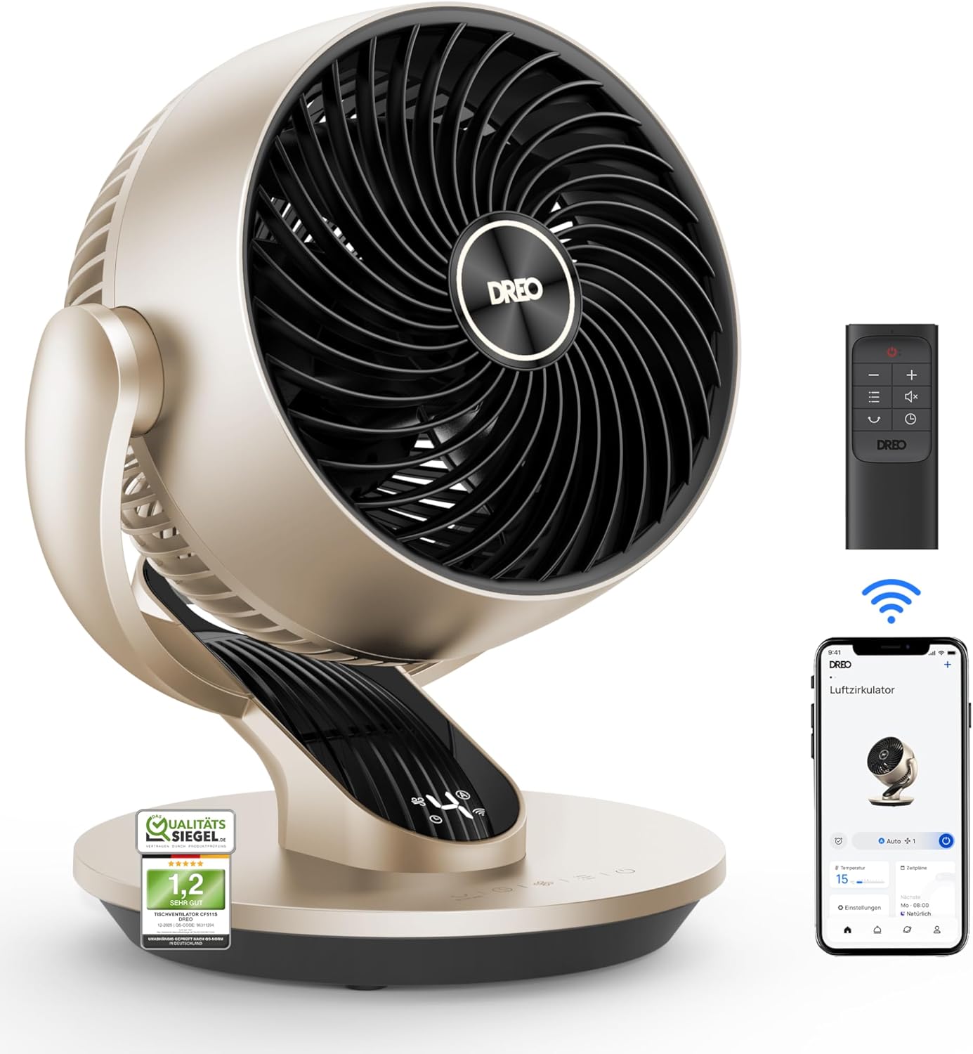 DREO 28dB Quiet Smart Table Fan for Bedroom Office, Fan with Remote Control Cooling, 21m Wind Distance, 4-Speed, 5 Modes, 12H Timer, 90° Auto 120° Manual Oscillating, Lynx S