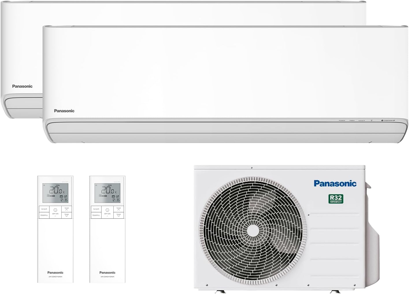 Panasonic Etherea Dual Split Air Conditioner 2×12000 BTU, A+++ R32 Inverter, WiFi & nanoe X