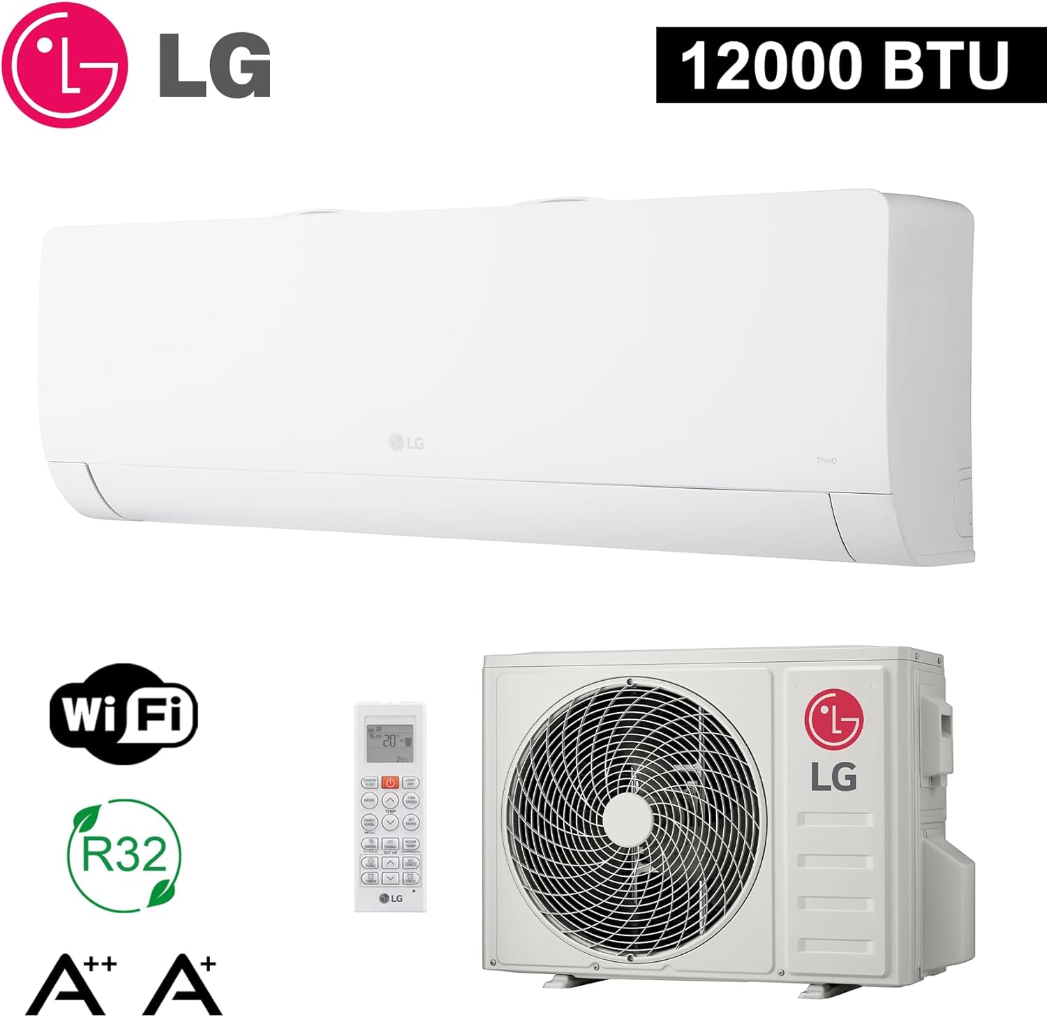 LG Libero WZ Mono Split Air Conditioner 12000 BTU, R32 Dual Inverter Heat Pump, ThinQ WiFi