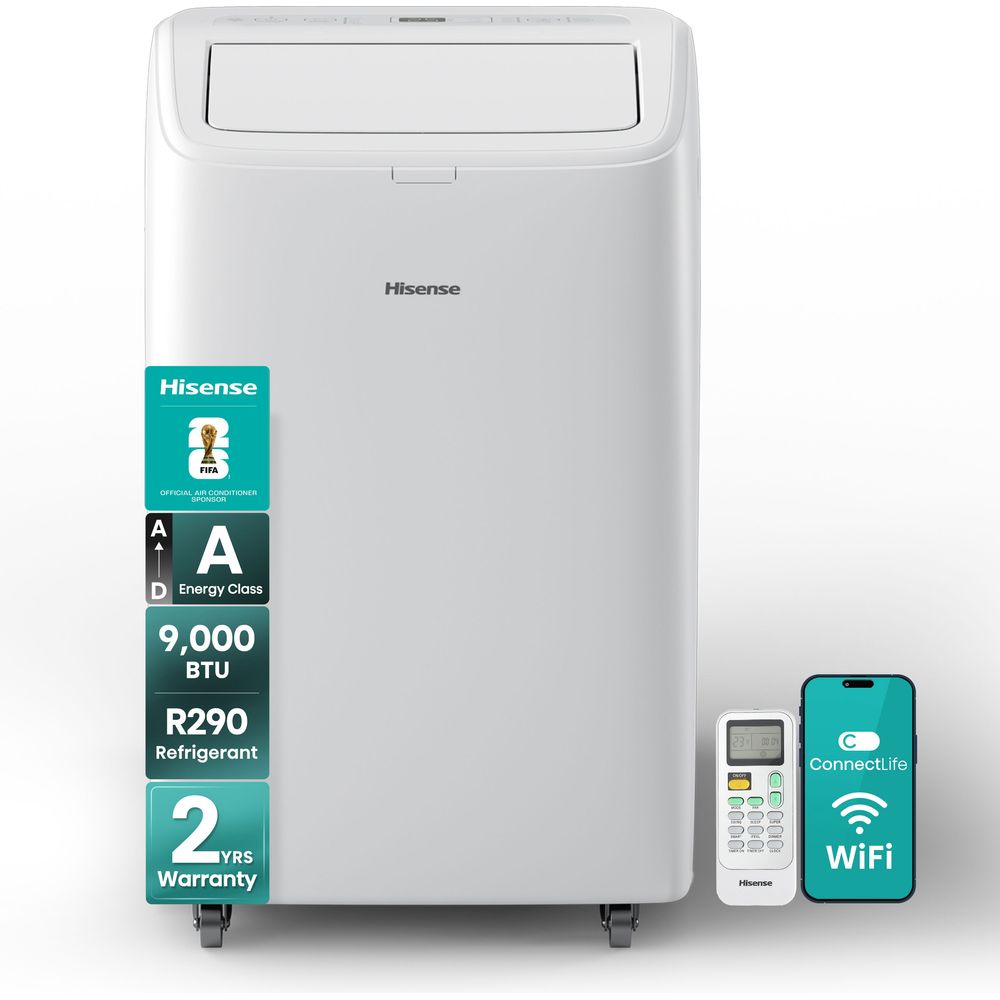 Hisense APC09QC Portable Air Conditioner – 9000 BTU 3-in-1 with WiFi