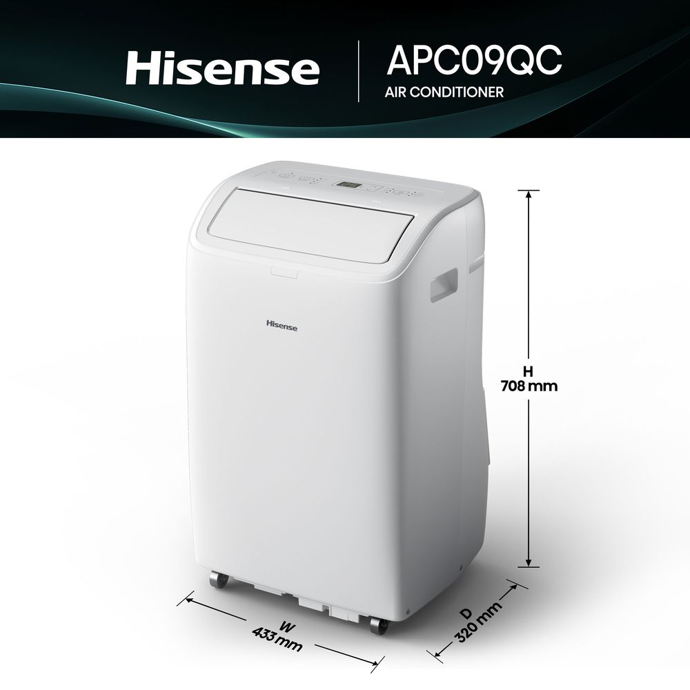Hisense APC09QC Portable Air Conditioner – 9000 BTU 3-in-1 with WiFi