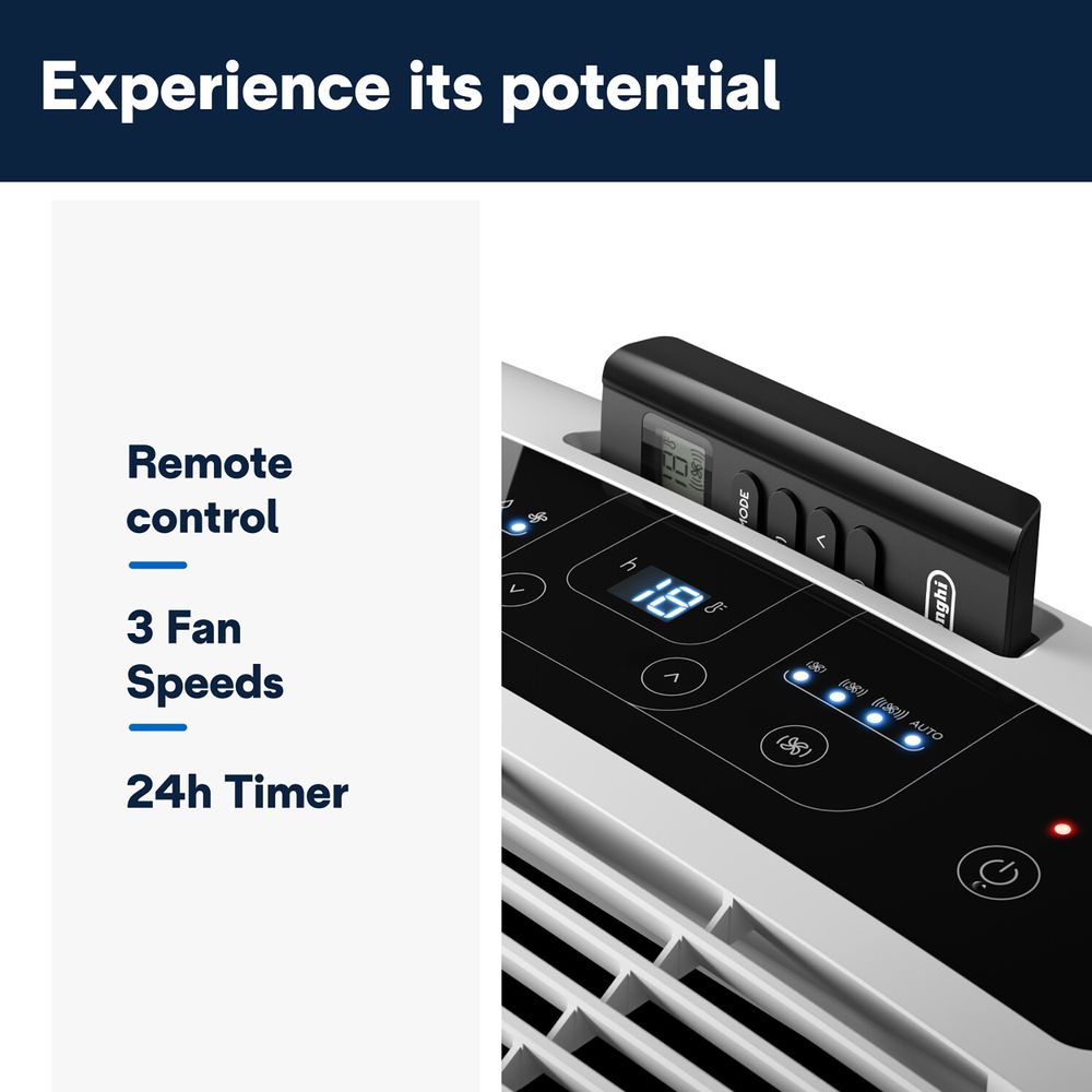 De'Longhi Pinguino PAC EM82 Portable Air Conditioner – 3 Speeds, Remote, 360° Castors