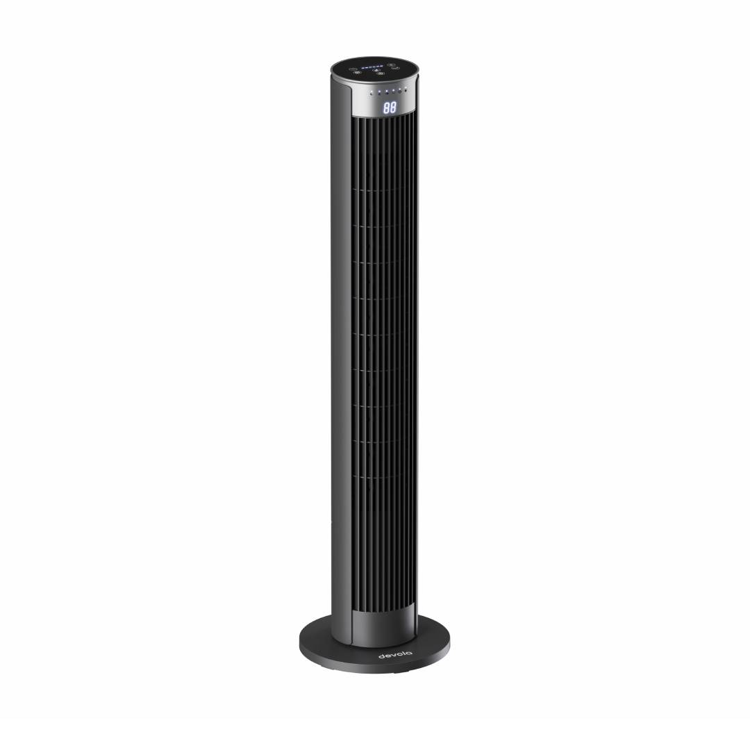 Devola Platinum 38 Inch Tower Fan with Remote, Black & Silver - DVTF38PBS