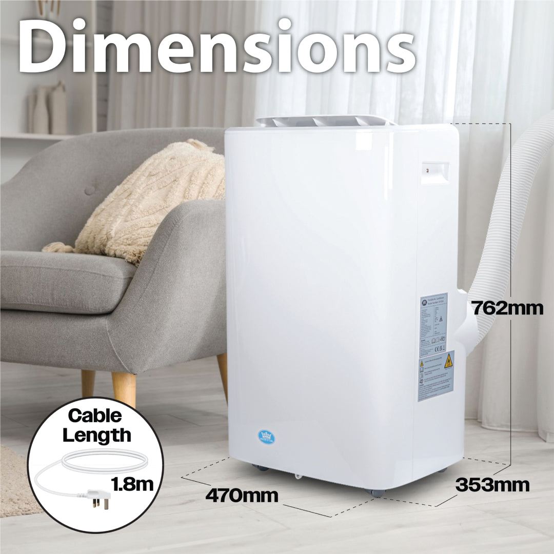 Prem-i-air 4-in-1, 12,000 Btu Portable Air Conditioner, with Remote, WiFi & Dust Cover, White