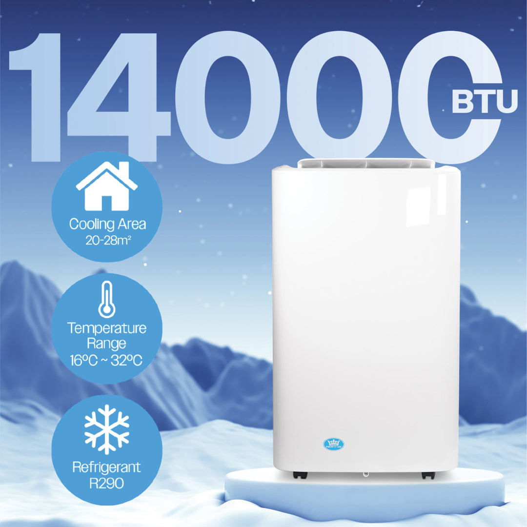 Prem-i-air 4-in-1, 14,000 Btu Portable Air Conditioner with Remote, WiFi & Dust Cover, White