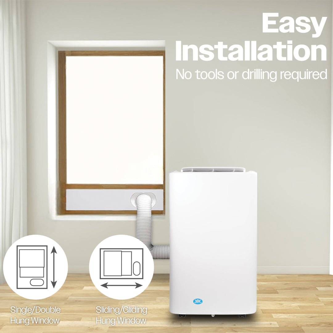Prem-i-air 4-in-1, 14,000 Btu Portable Air Conditioner with Remote, WiFi & Dust Cover, White