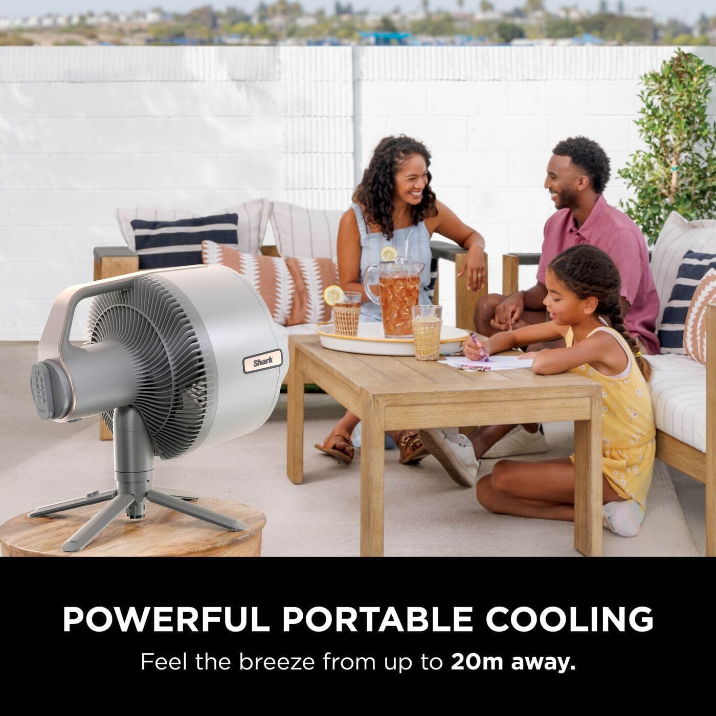 Shark FlexBreeze Pro Mist Cordless Indoor & Outdoor Fan with Outdoor Misting System, Up to 20m Reach, 24hr Runtime, Pedestal & Table Fan, 5 Speeds