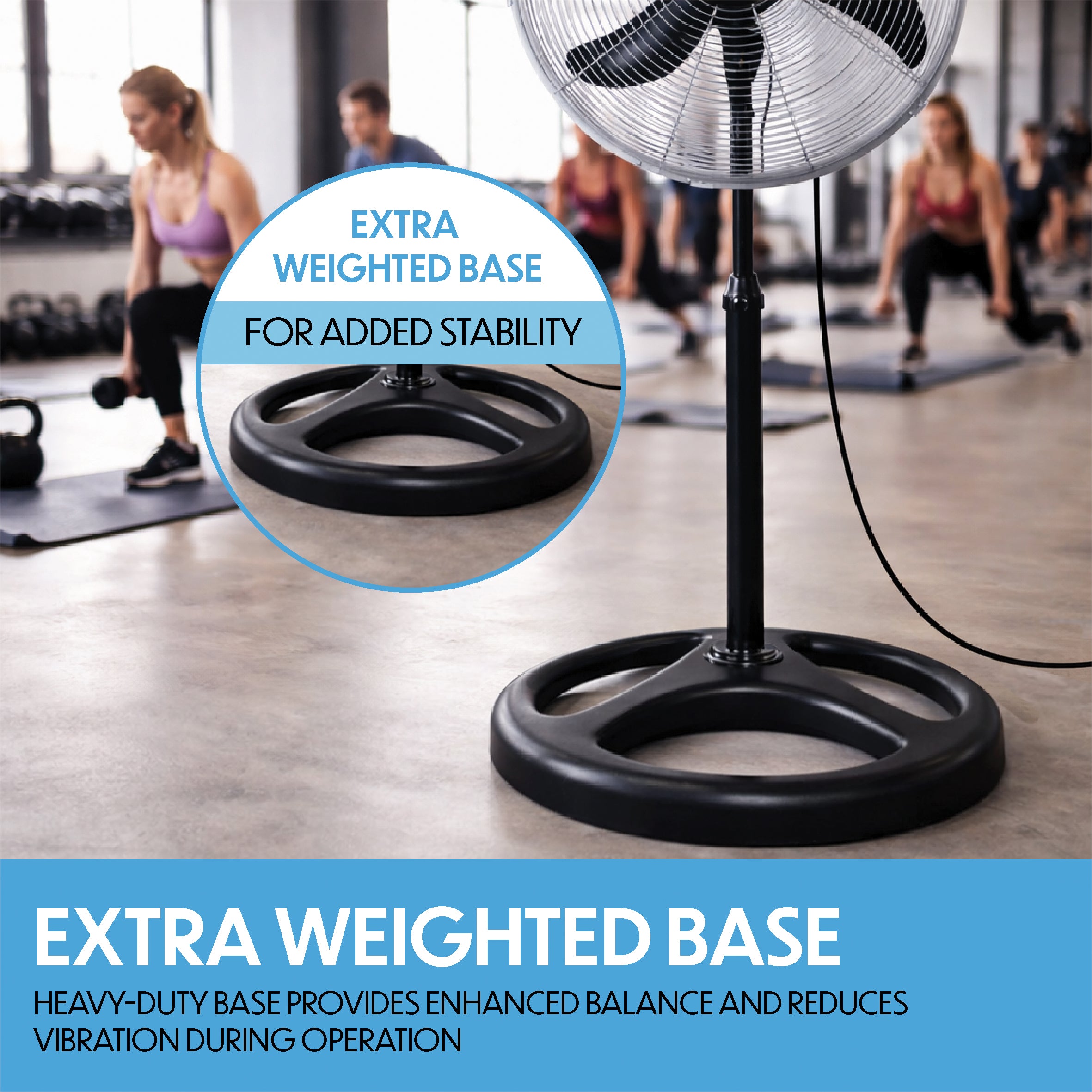 Prem-i-air 18" High velocity Pedestal Fan with Oscillation, Adjustable Height & Angle - Black - EH5804