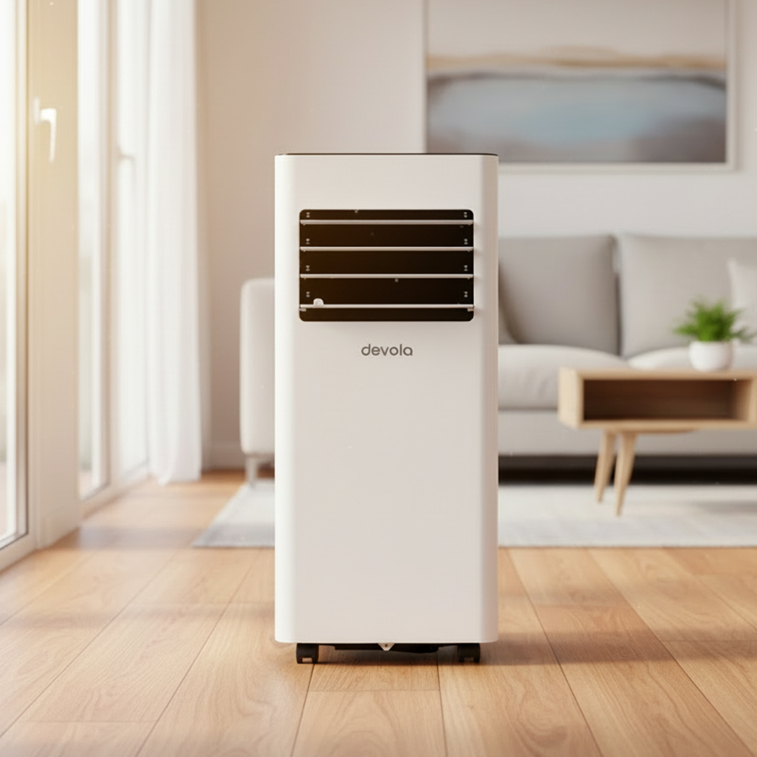Devola Compact Portable Air Conditioner with Wi-Fi and 2x Window kits - 9000 BTU - Cooling - White - DVAC9K