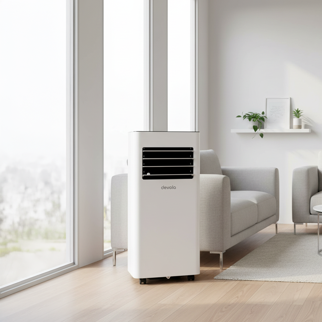 Devola Compact Portable Air Conditioner with Wi-Fi and 2x Window kits - 9,000BTU - Cooling & Heating - White - DVAC9KH