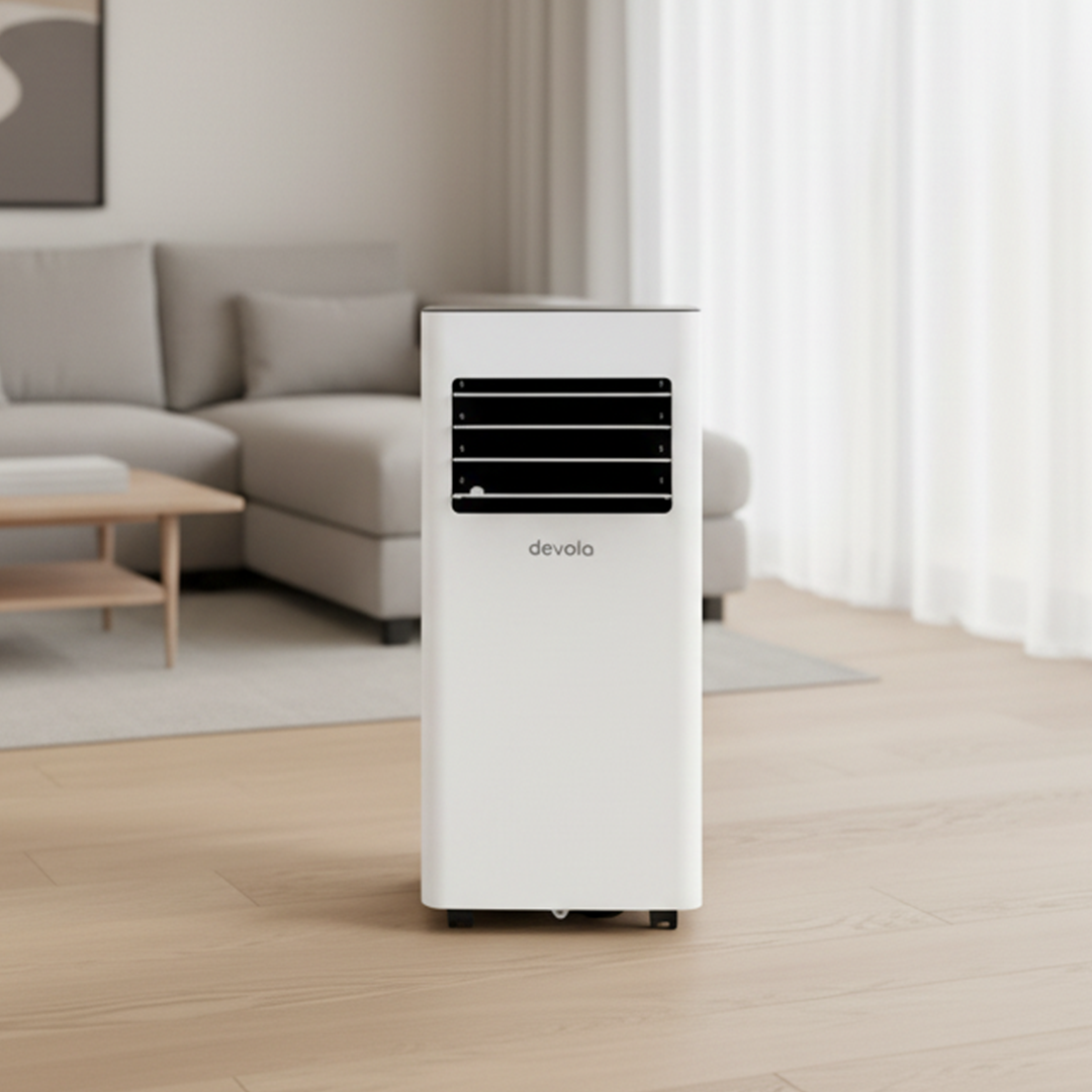 Devola Compact Portable Air Conditioner with Wi-Fi and 2x Window kits - 7000 BTU - Cooling - White - DVAC7K