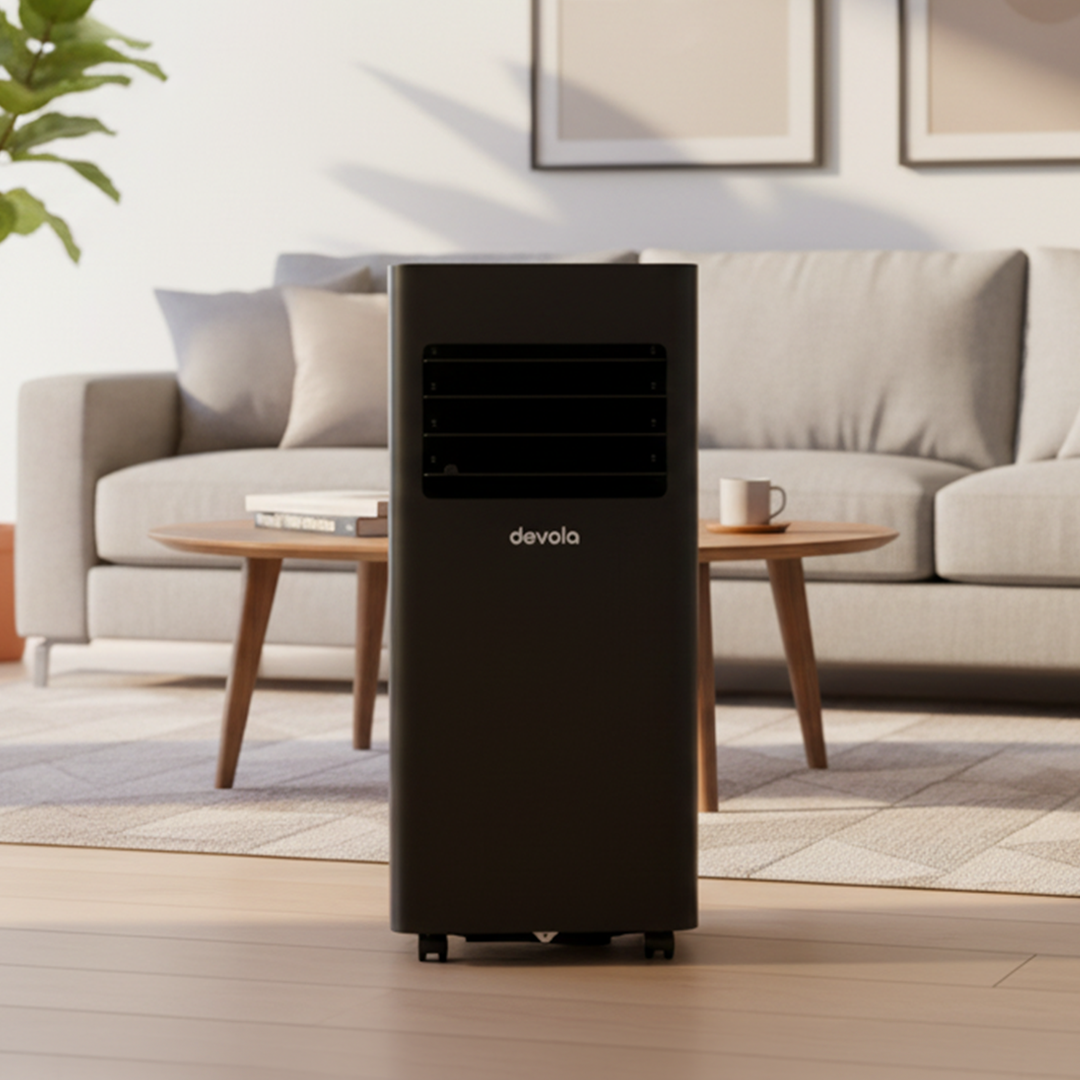 Devola Compact Portable Air Conditioner with Wi-Fi and 2x Window kits - 9000 BTU - Cooling - Black - DVAC9KB