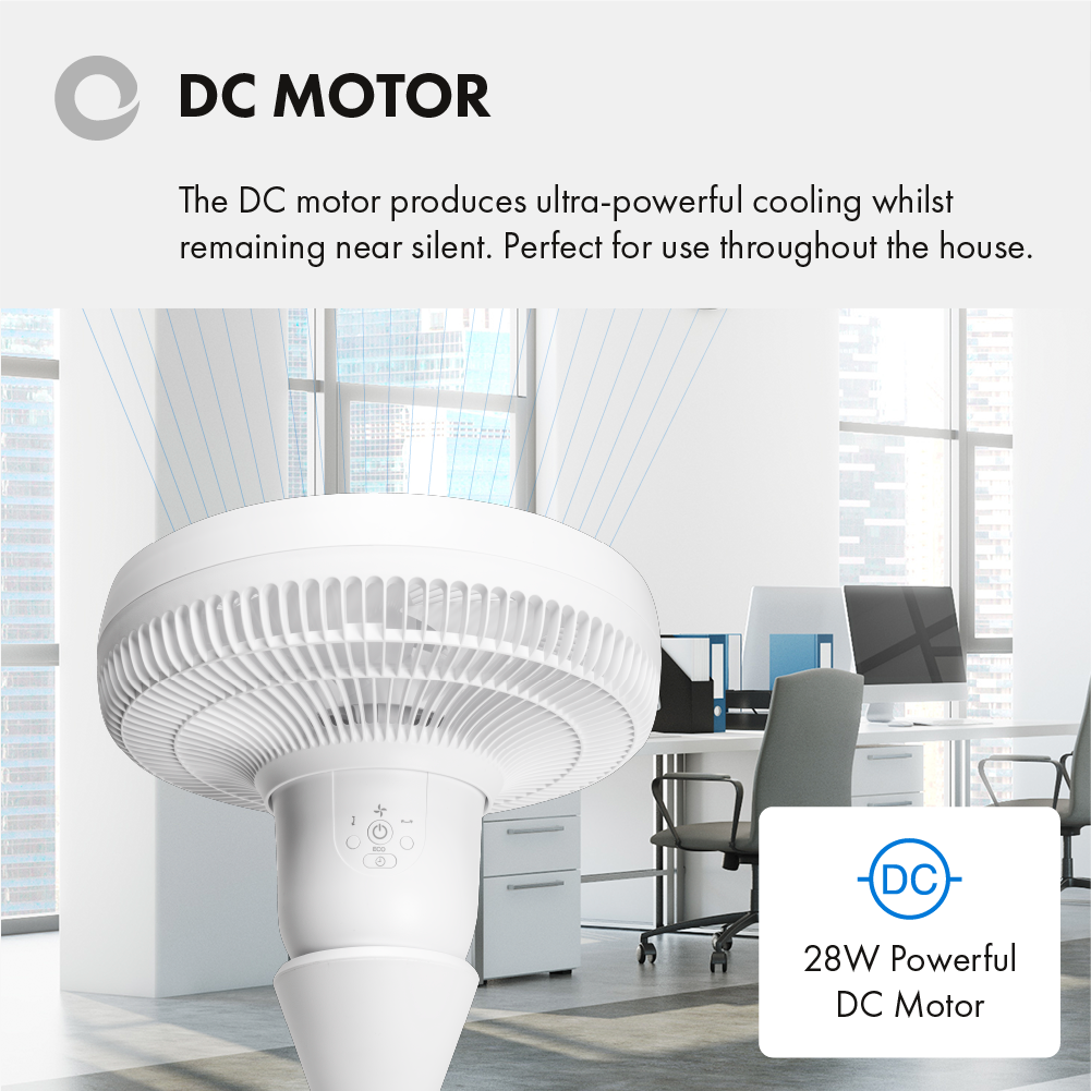 Devola Ultra Quiet 28W 12 Speed 12-inch DC Pedestal Fan - White - DV12PDQM