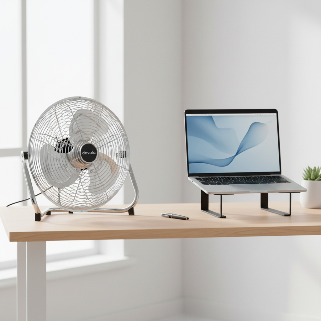 Devola 45W 3 Speed 12-inch Floor Fan - Chrome - DV12FFC