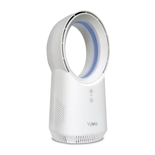 Vybra Solo White – Rechargeable Bladeless Cordless Desktop Fan with Ambient Lighting