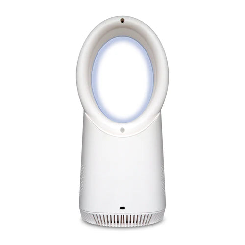 Vybra Solo White – Rechargeable Bladeless Cordless Desktop Fan with Ambient Lighting