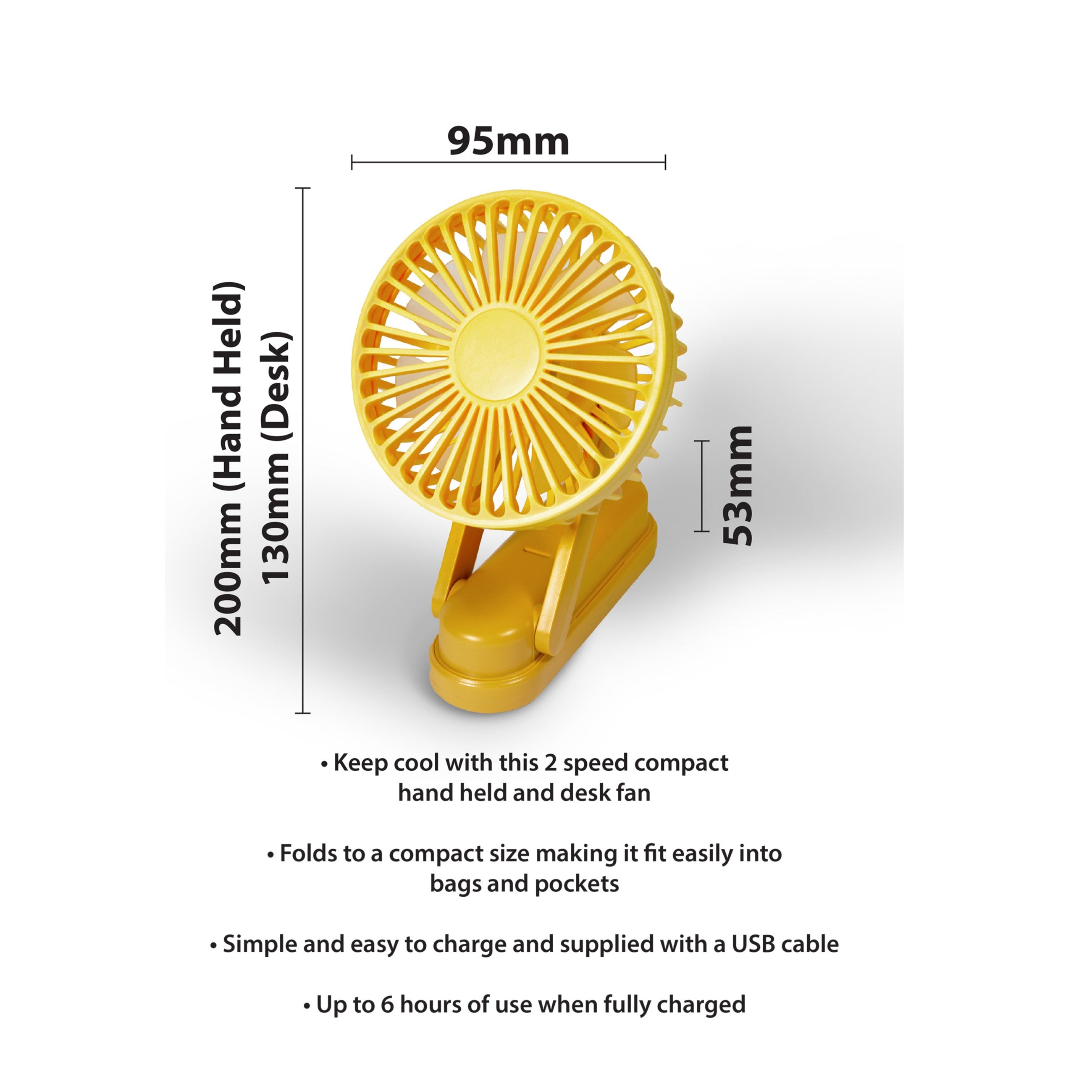 Prem-i-air Mini Desk and Hand Held Fan Yellow - EH1952Y