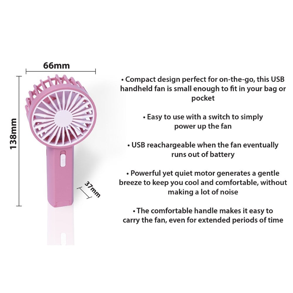 Prem-i-air Mini Hand Held Fan Pink - EH1951P