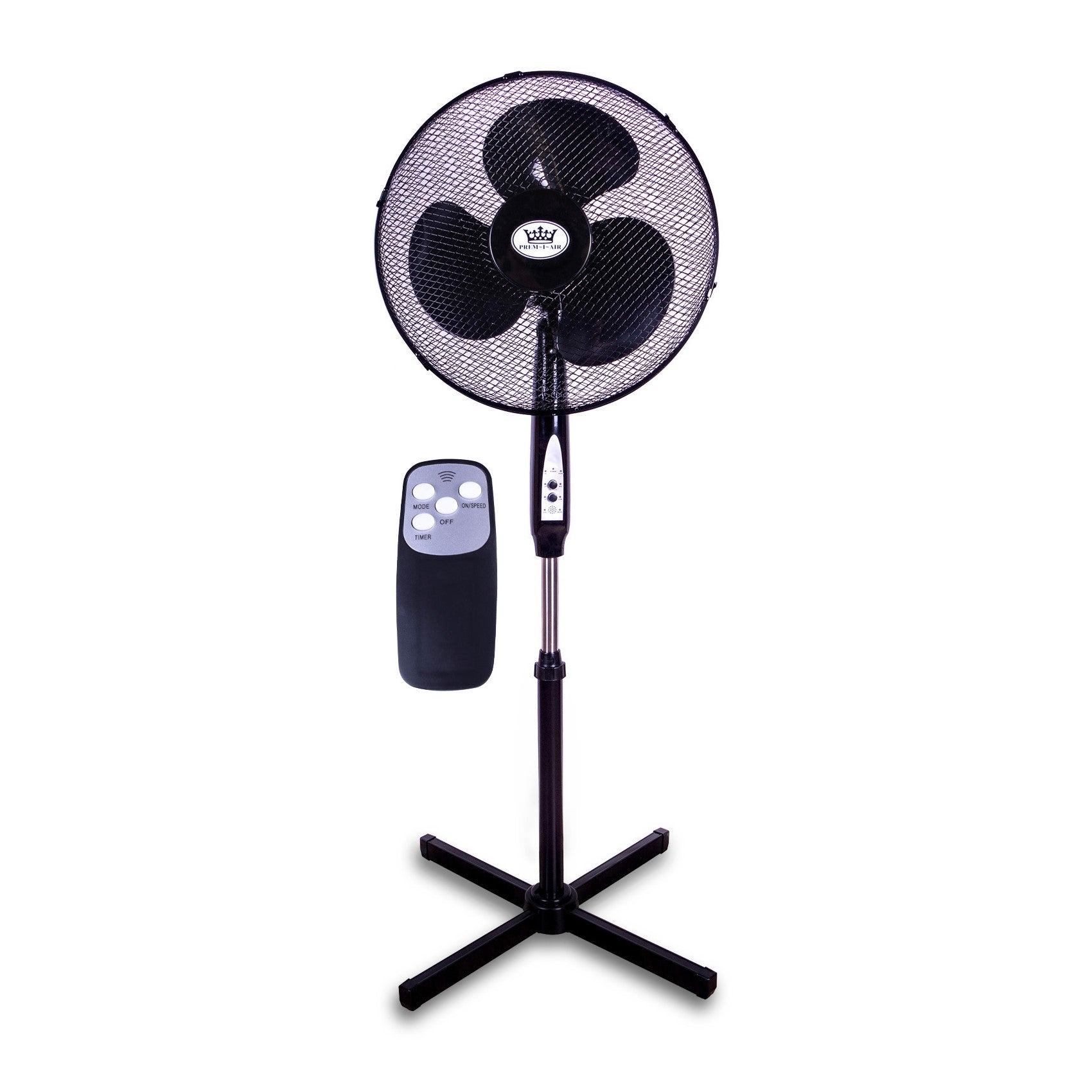 Prem-i-air 40W 16" Pedestal Fan with Remote Black - EH1826BLK