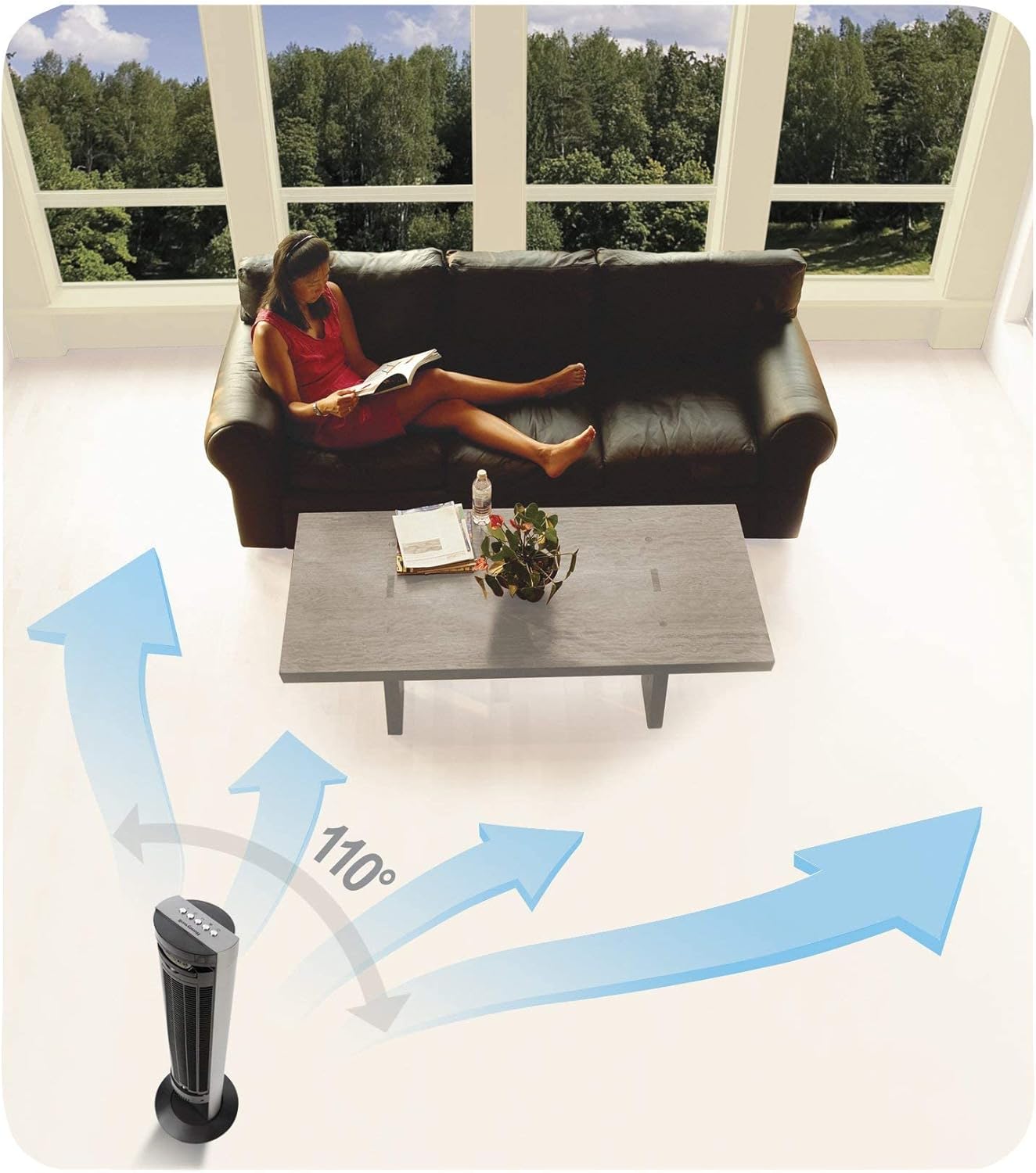 Honeywell Comfort Control Oscillating Tower Fan With 3 speed settings & Timer Black - HO-5500RE1