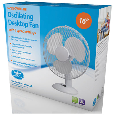 Premiair 16 Desk Fan - White - EH1798