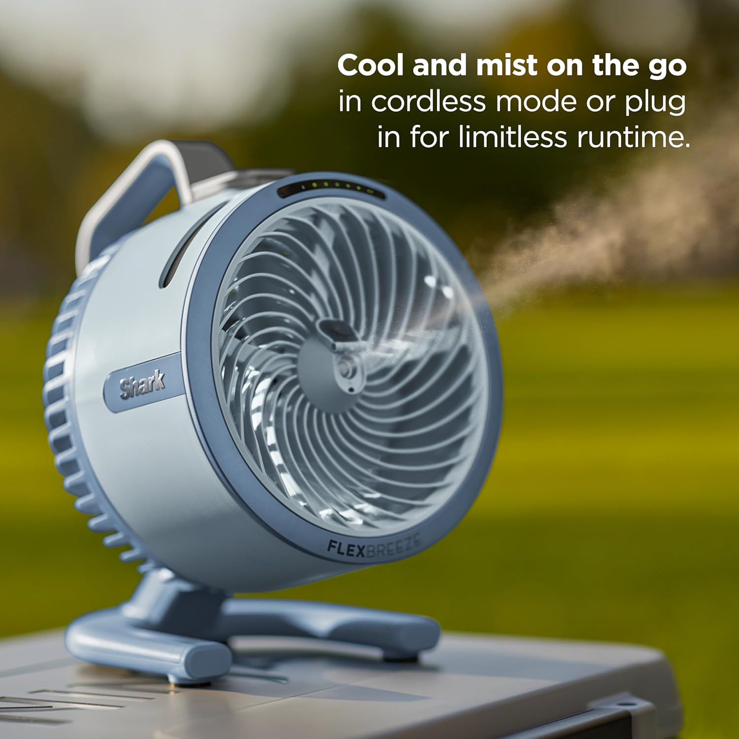 Shark FlexBreeze HydroGo Pro Fan - Powerful portable fan, indoor & outdoor, dry-touch evaporative mist, corded & cordless, 5 speeds