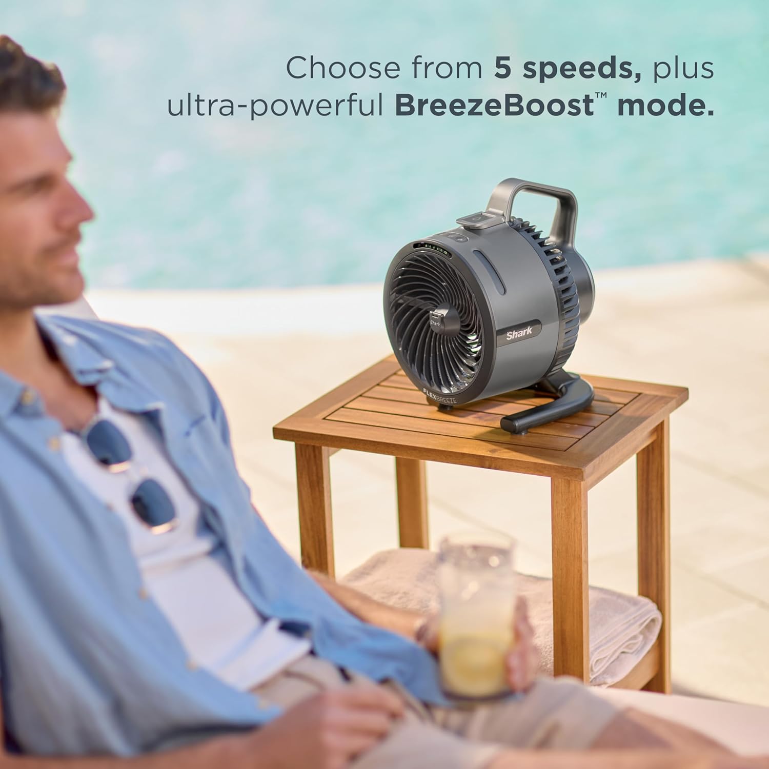 Shark FlexBreeze HydroGo Pro Fan - Powerful portable fan, indoor & outdoor, dry-touch evaporative mist, corded & cordless, 5 speeds