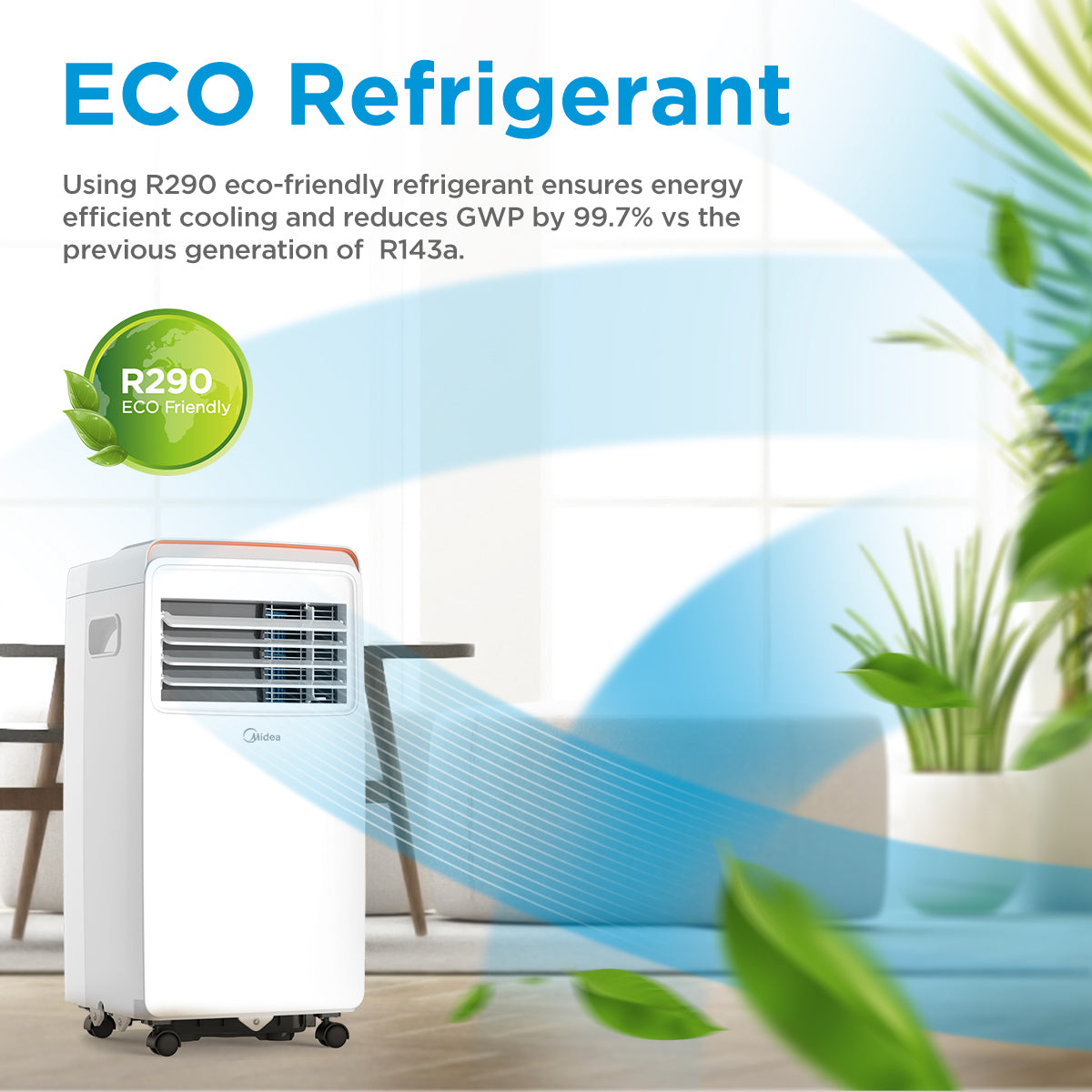 Midea Eco 9000BTU Portable Air Conditioning Unit White - MPPHA-09CRN7-MID-WH