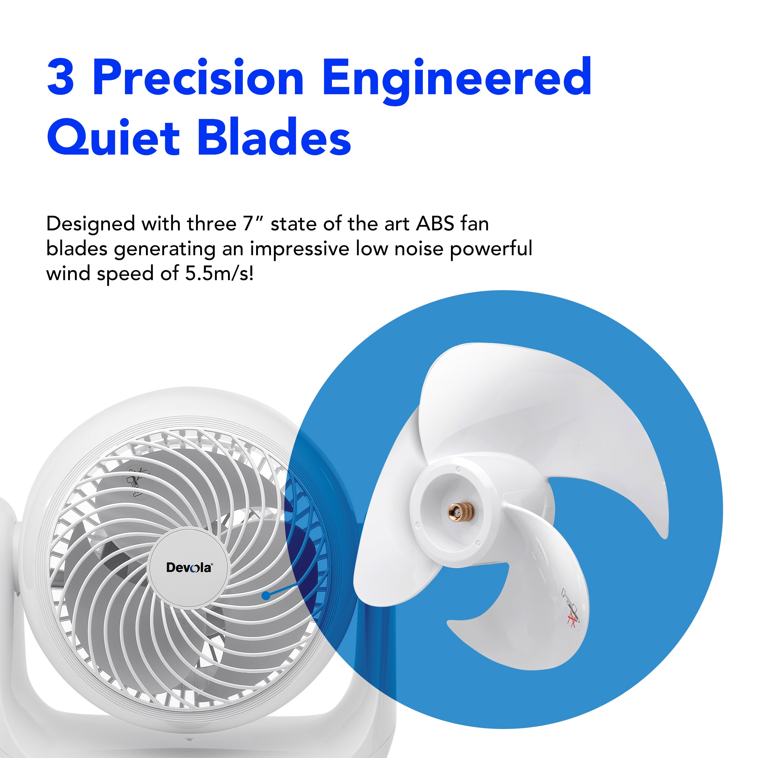 Devola Low Noise 20W 9 Speed 9-inch DC Desk Fan - White - DVF7DCFAN