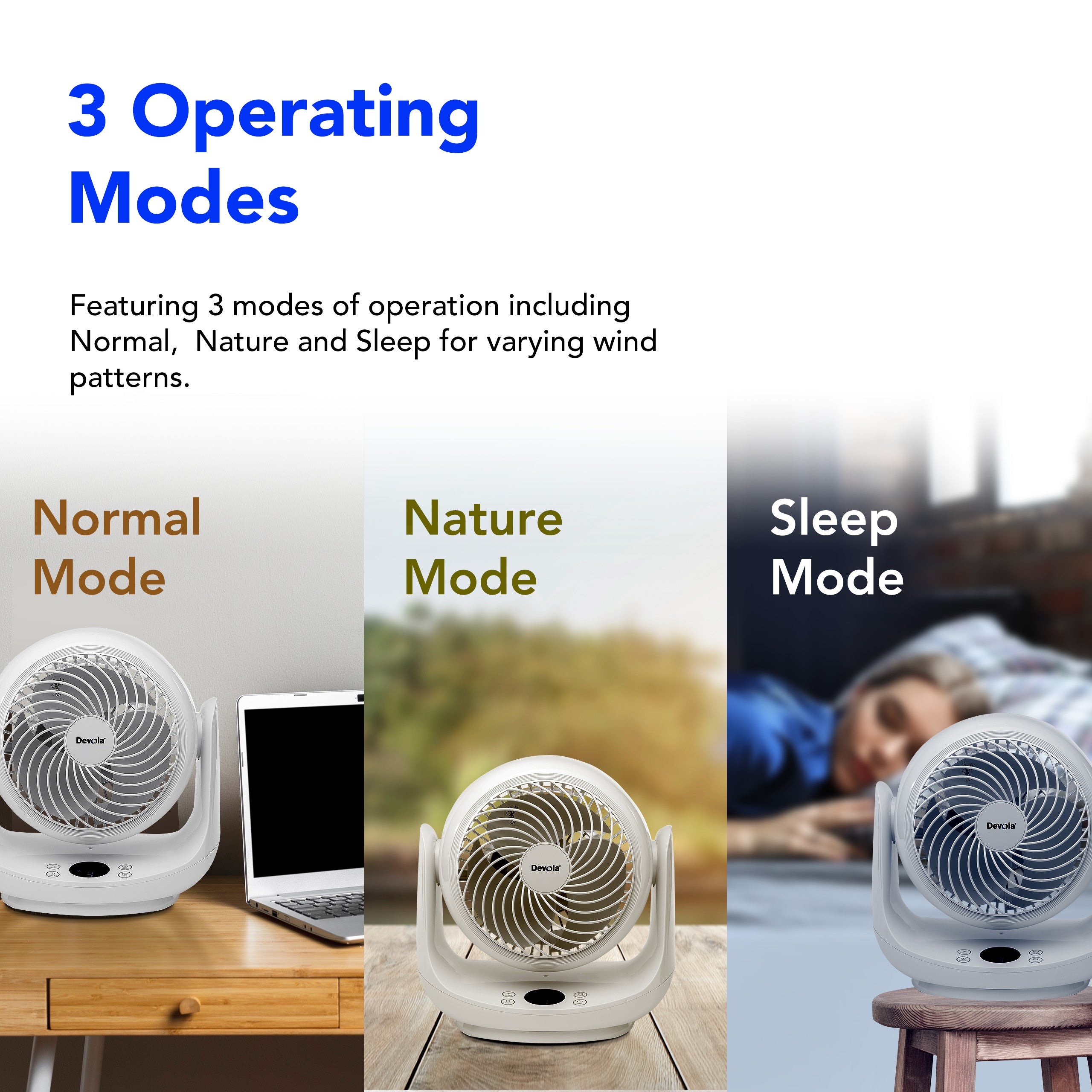 Devola Low Noise 20W 9 Speed 9-inch DC Desk Fan - White - DVF7DCFAN