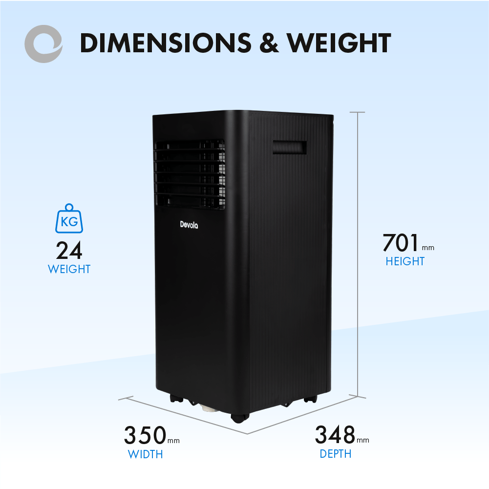 Devola Portable Air Conditioner with Wifi and Window Kit - 9000 BTU - Black - DVAC09CB