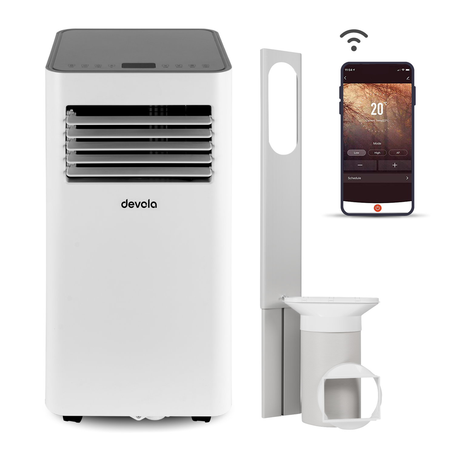 Devola Portable Air Conditioner with Wifi and Window Kit - 10000 BTU - Cooling Only - White - DVAC10CW