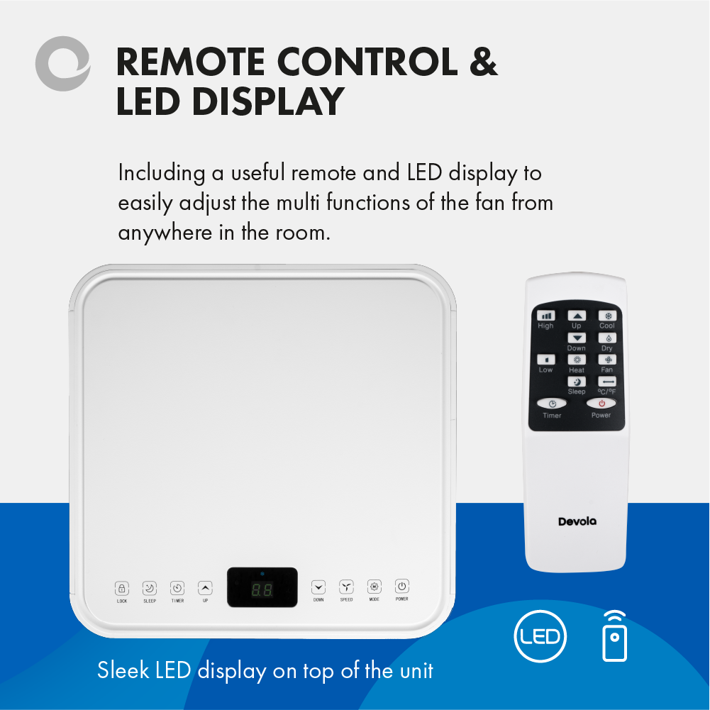 Devola Portable Air Conditioner with Wifi and Window Kit - 10000 BTU - Cooling Only - White - DVAC10CW