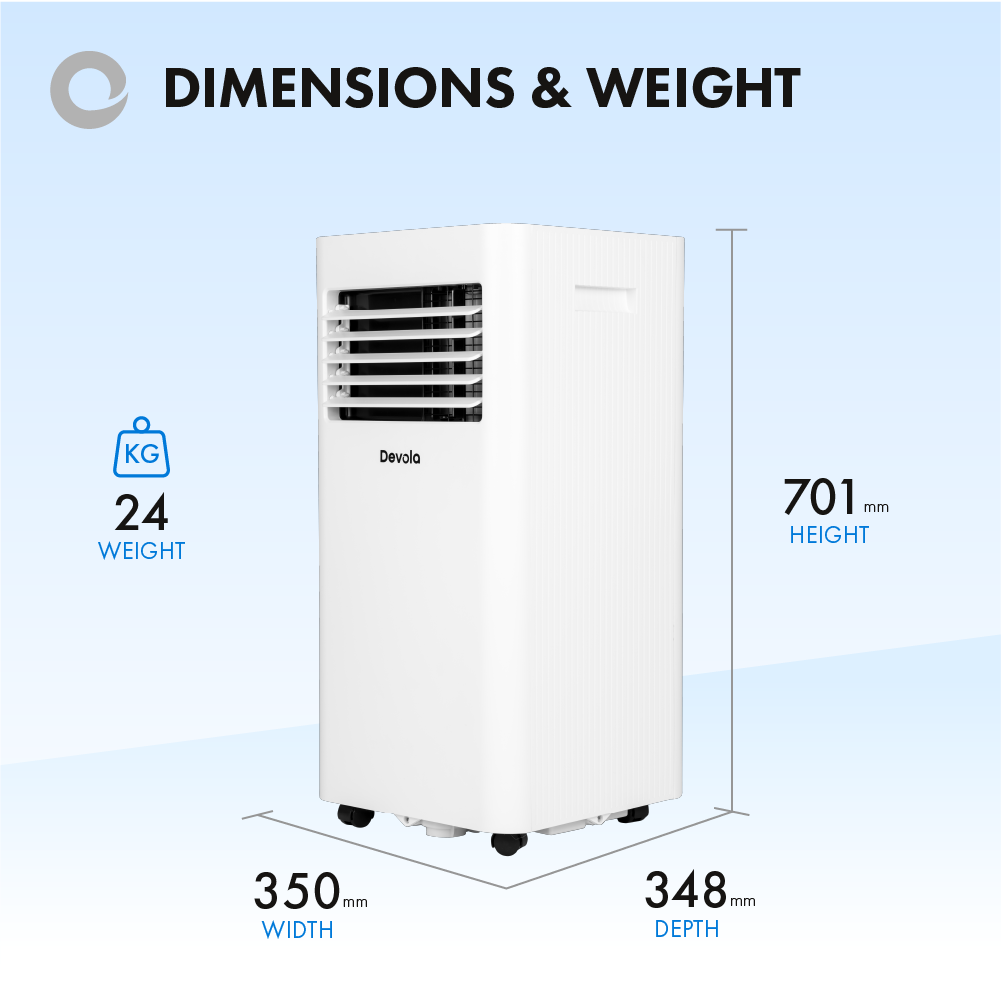 Devola Portable Air Conditioner with Wifi and Window Kit - 10000 BTU - Cooling Only - White - DVAC10CW